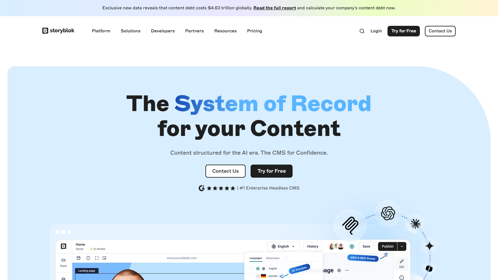 Storyblok homepage