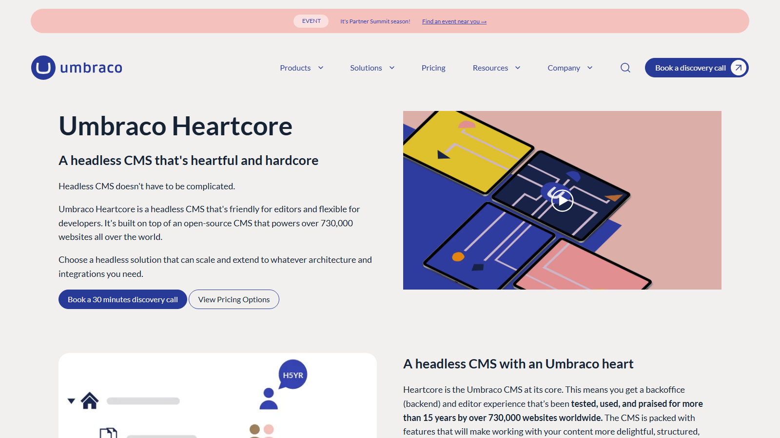 Umbraco Heartcore homepage